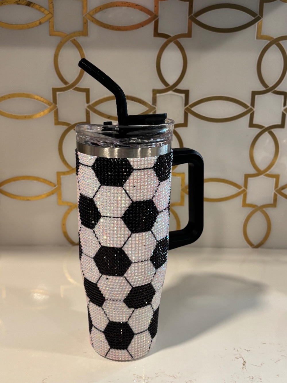 Read* Rhinestone Studded Soccer Ball Tumbler (40oz)